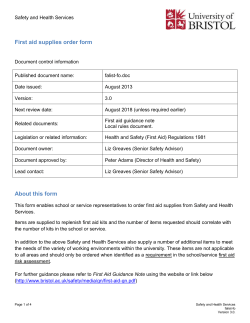 Lab Move-in Checklist - University of Bristol