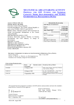 Proposition pour le financement du FEM