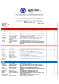 Player Evaluation form for u12 players wishing to play u13