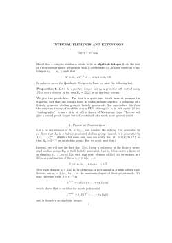 INTEGRAL ELEMENTS AND EXTENSIONS Recall that a complex