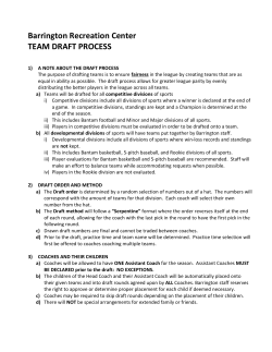 Barrington Recreation Center TEAM DRAFT PROCESS