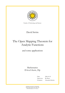 The Open Mapping Theorem for Analytic Functions
