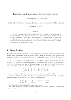 Existence and uniqueness for Legendre curves