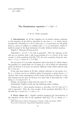 The Diophantine equation xn = Dy 2 + 1