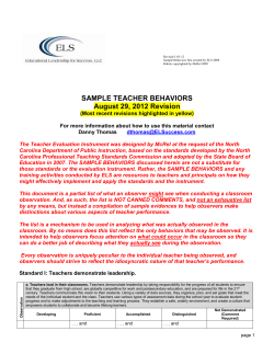 North Carolina Teacher Evaluation Process