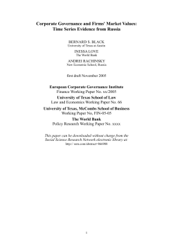 Corporate Governance and Firms` Market Values: Time Series