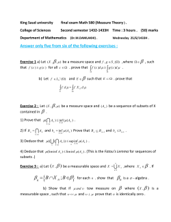 King Saud university final exam Math 580 (Measure Theory