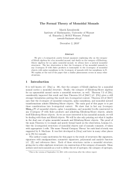 The Formal Theory of Monoidal Monads 1 Introduction