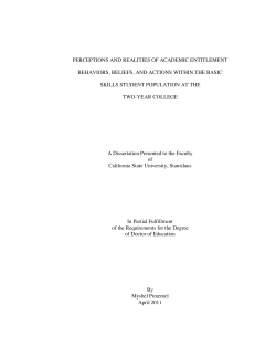 perceptions and realities of academic entitlement behaviors, beliefs