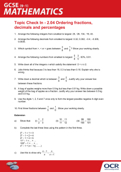 Topic Check In - 2.04 Ordering fractions, decimals