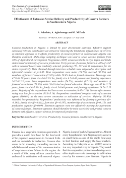 Effectiveness of Extension Service Delivery and Productivity of