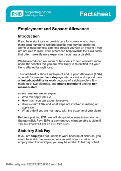 Employment and Support Allowance factsheet