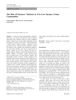 The Role of Farmers` Markets in Two Low Income, Urban Communities