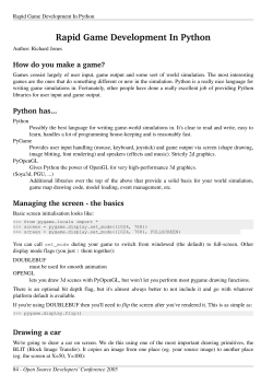 Rapid Game Development In Python
