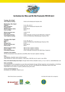 Invitation for Miss and Mr Ski Funtastic FIS GS 2017 Tuesday, 4th of