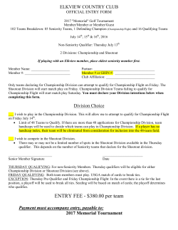 ENTRY FEE - $380.00 per team