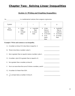 Chapter Two: Solving Linear Inequalities Section 2.1