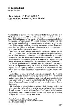 Comments on Plott and on Kahneman, Knetsch, and Thaler
