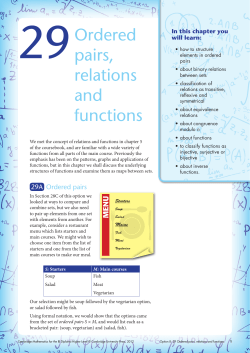 Ordered pairs, relations and functions