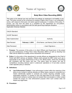 Body Worn Video Recording (BWV) - Arkansas Association of Chiefs