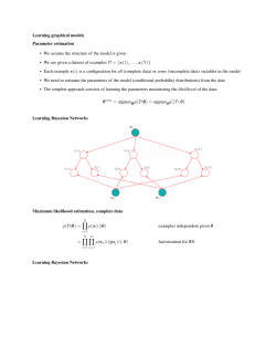 Learning graphical models Parameter estimation &bull; We assume the