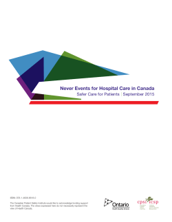Never Events for Hospital Care in Canada: Safer Care