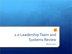2.0 Leadership Team and Systems Review