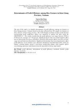 Determinants of Profit Efficiency among Rice Farmers in Kien Giang