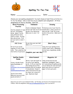 spelling tictactoe- october