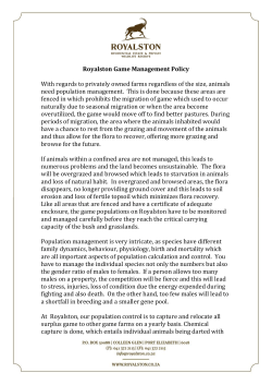 Royalston Game Management Policy With regards to privately