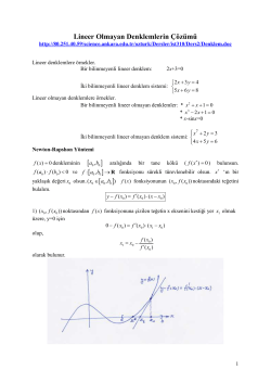LİNEER OLMAYAN DENKLEMLER: