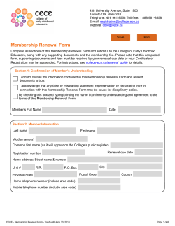 Membership Renewal Form - College of Early Childhood Educators