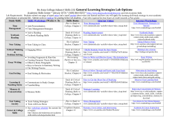 General Learning Strategies Lab Options