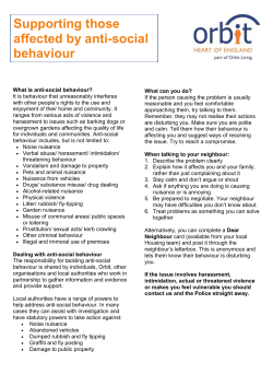 Supporting those affected by anti-social behaviour