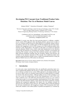 Developing PSS Concepts from Traditional Product Sales Situation