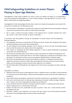 Child Safeguarding Guidelines on Junior Players Playing