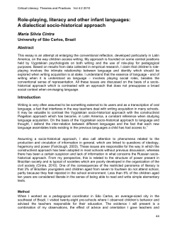 Role-playing, literacy and other infant languages: A dialectical socio