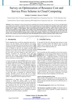 Survey on Optimization of Resource Cost and Service Price Scheme