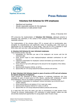 Press Release Voluntary Exit Schemes for OTE employees