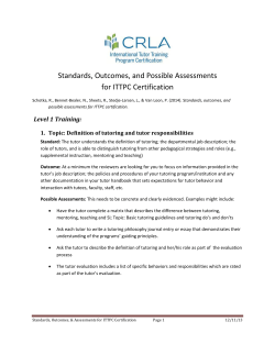 Standards, Outcomes, and Possible Assessments for ITTPC