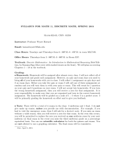 SYLLABUS FOR MATH 22, DISCRETE MATH, SPRING