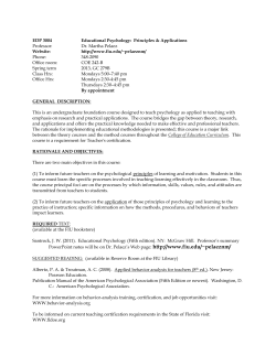 EDP 3004 Introduction to Educational Psychology