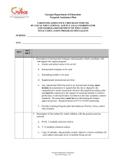 Targeted Assistance Program Checklist
