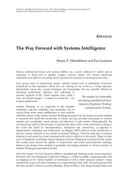 The Way Forward with Systems Intelligence