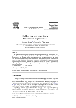 Hold up and intergenerational transmission of preferences