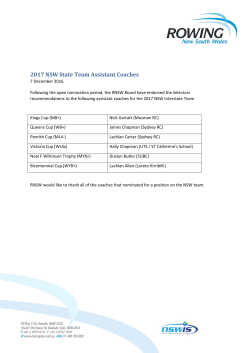 2017 NSW State Team Assistant Coaches