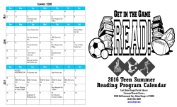 2016 Teen Summer Reading Program Calendar