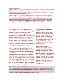 AlloMap Testing Summary - Vanderbilt University Medical Center