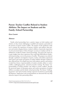 Parent&ndash;Teacher Conflict Related to Student Abilities: The