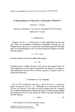 A Generalization of Hartman`s Linearization Theorem* x` = Ax. x` = A